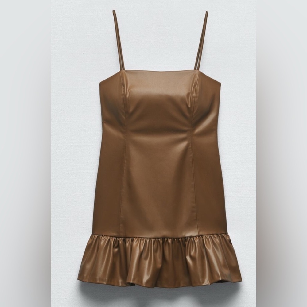 Zara brown faux leather dress